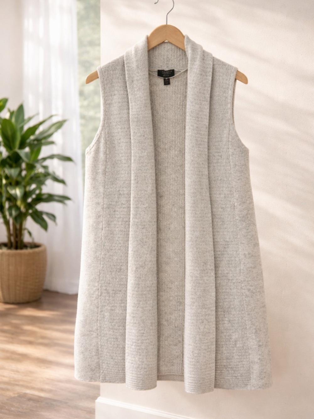 Cashmere Charter Club 100% Cashmere Open Cardigan Vest Gray M